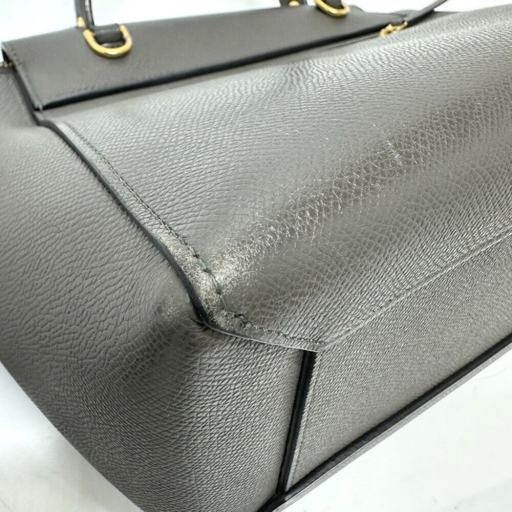 Auth CELINE 189153 logo Belt bag micro 2WAY Shoulder Bag Hand Bag Leather gray - Picture 10 of 16